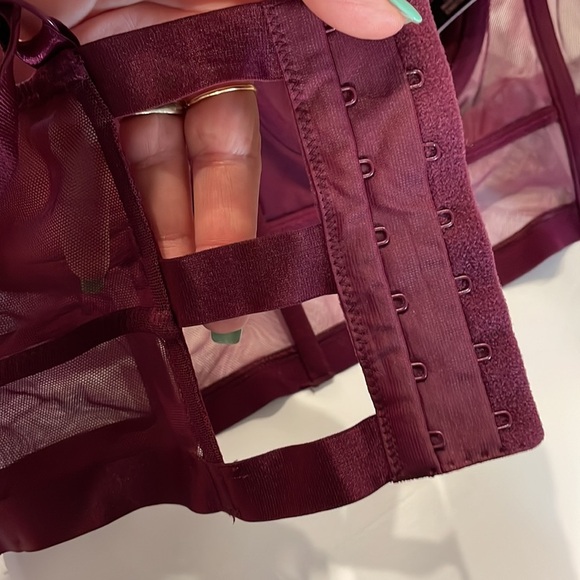 Victoria Secret VERY SEXY lined BLACONET satin mesh BRA merlot wine color 34B - Picture 14 of 15